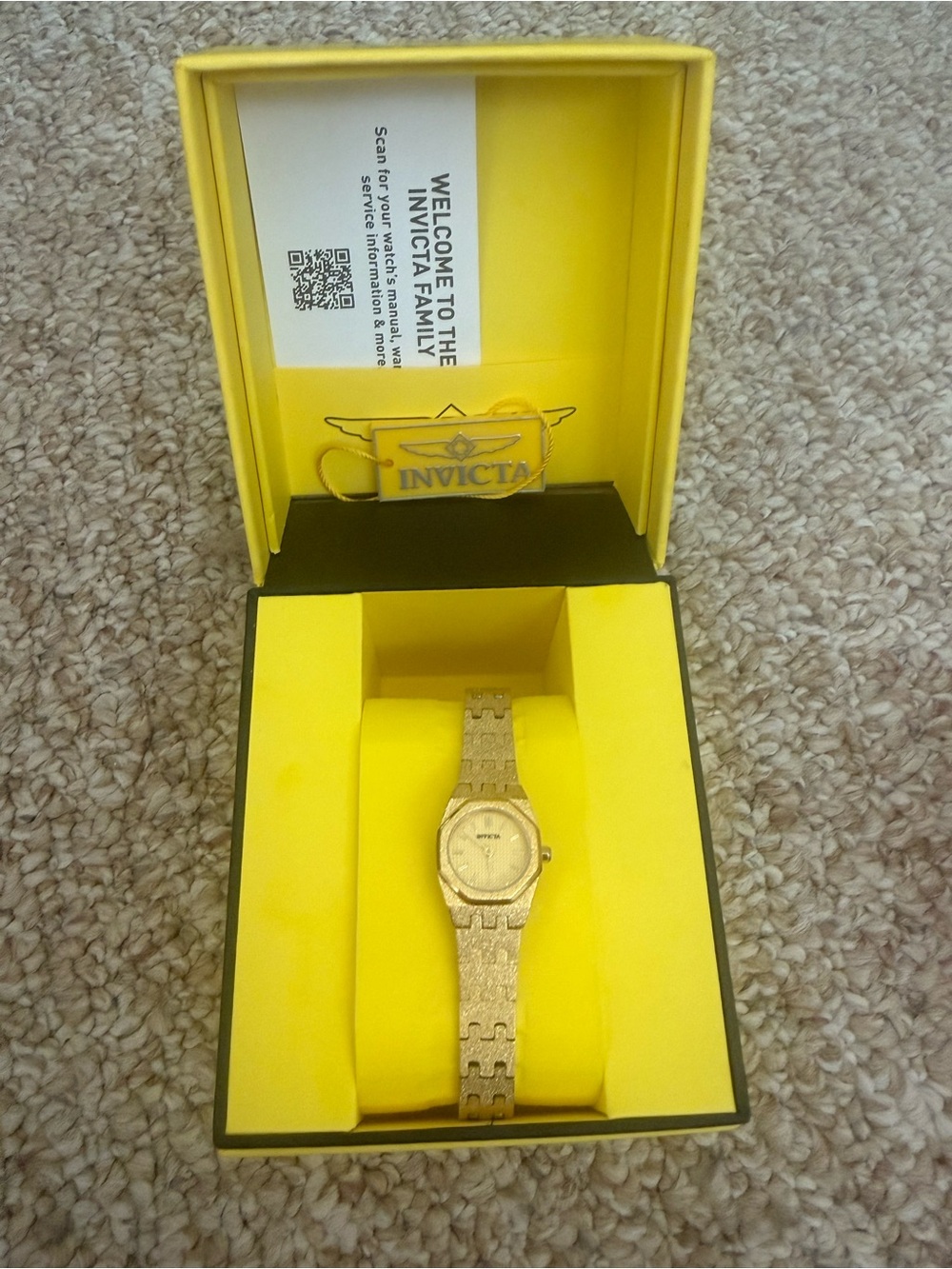 Invicta Gold Tone Watch with Brushed Bracelet